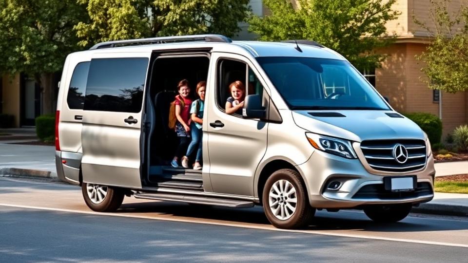 Minivan Mercedes V-Class pour transport scolaire VTC avec écoliers